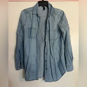 Light Blue Denim Button-Up Shirt